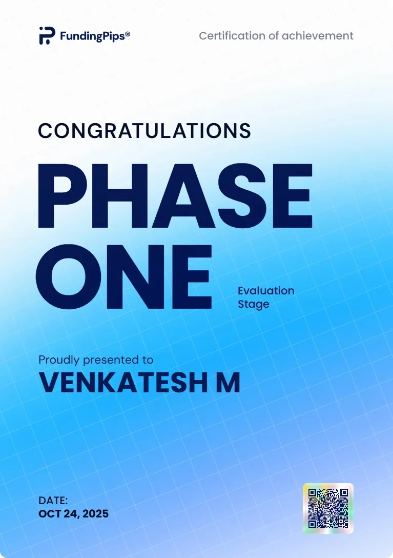 FundingPips certificate issued to Venkatesh M